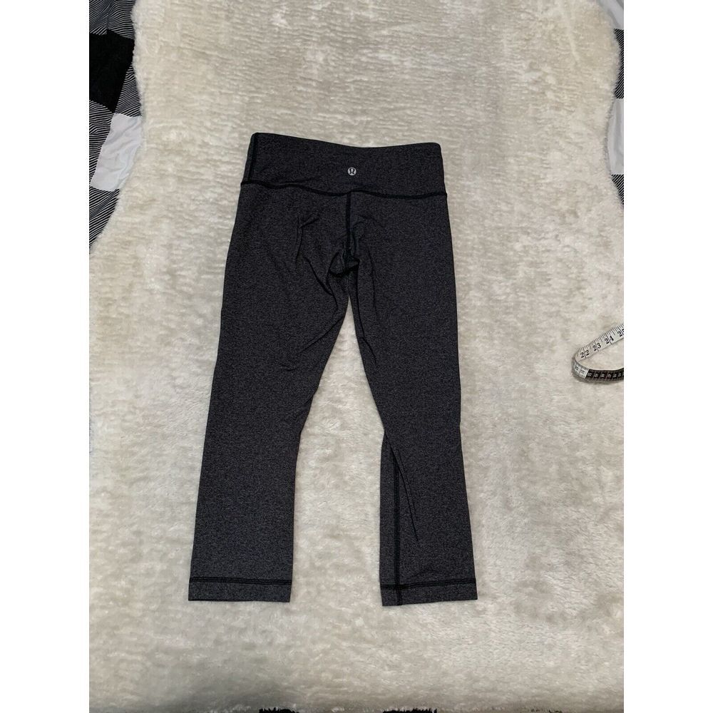 Lululemon Wunder Under Womens Black Gray Capri Yoga Leggings Size 4 Gym Pants - Picture 2 of 7